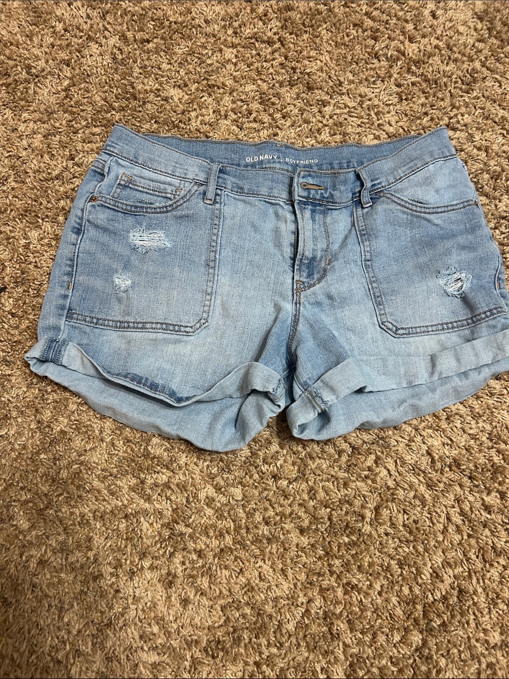 Old Navy Light Wash Denim Cuffed Boyfriend Shorts